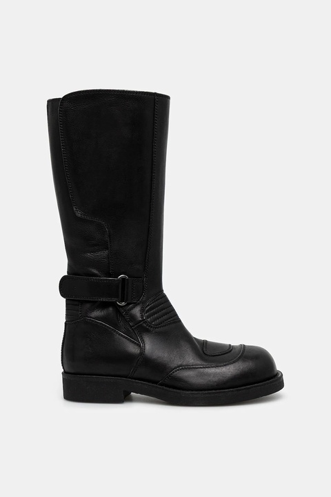 MM6 Maison Margiela kozaki skórzane damskie kolor czarny na płaskim obcasie S66WW0100.P7431.T8013 - zdjęcie produktu nr 2