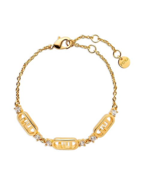 FENDI crystal-embellished logo bracelet - Gold - zdjęcie produktu nr 1