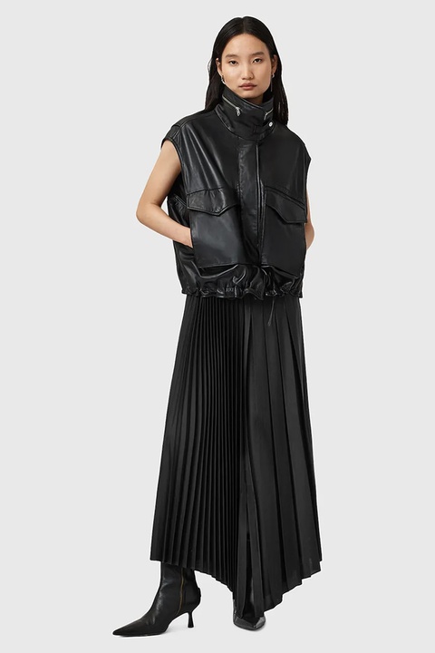 AllSaints spódnica JAX kolor czarny midi rozkloszowana W065RD - zdjęcie produktu nr 1