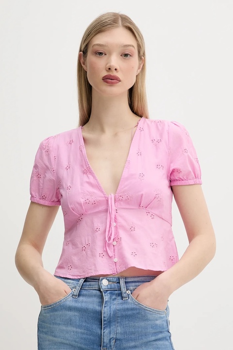 Tommy Jeans bluzka damskie kolor różowy regular DW0DW21241 - zdjęcie produktu nr 1