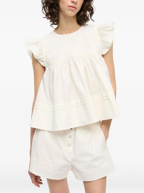 GANNI ruffle-detail top - White - zdjęcie produktu nr 2