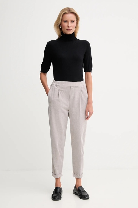 United Colors of Benetton spodnie sztruksowe damskie kolor szary proste high waist 4HA2556K4 - zdjęcie produktu nr 2