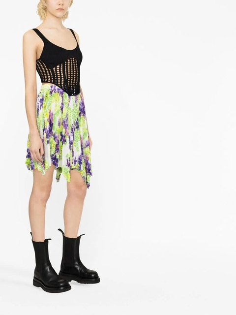 Versace Logo Orchid-print pleated asymmetric skirt - Green - zdjęcie produktu nr 2