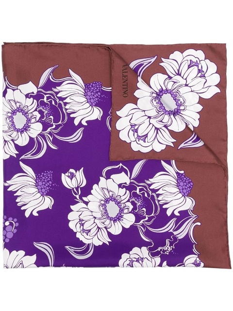 Valentino Garavani floral-print silk scarf - Purple - zdjęcie produktu nr 2