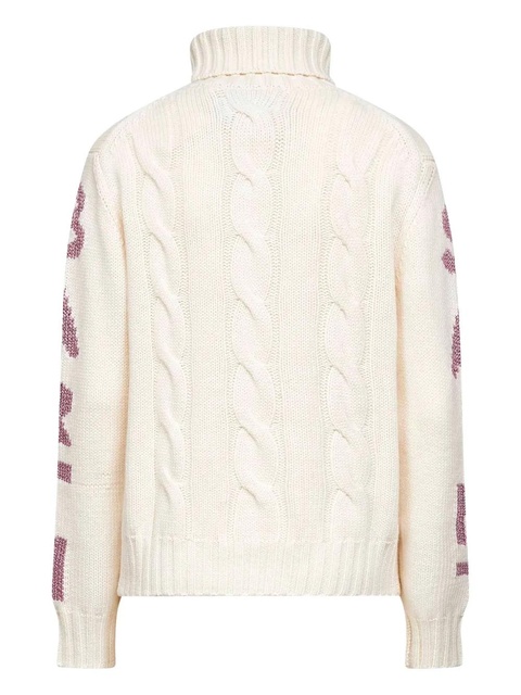 MC2 Saint Barth cable-knit jacquard-lettering sweater - Neutrals - zdjęcie produktu nr 2