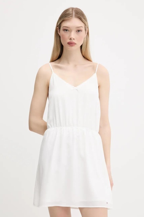 Tommy Jeans sukienka kolor biały mini rozkloszowana DW0DW20613 - zdjęcie produktu nr 1