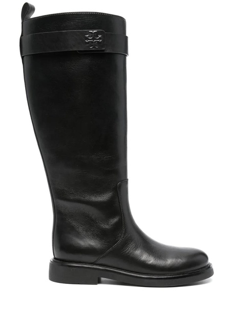 Tory Burch Double T leather knee boots - Black - zdjęcie produktu nr 1