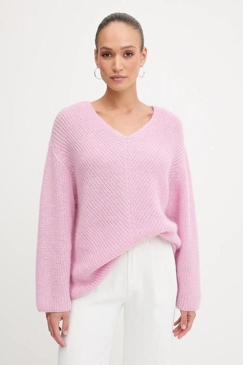 Pinko sweter wełniany damski kolor różowy ciepły 105564 A2S5 - zdjęcie produktu nr 1