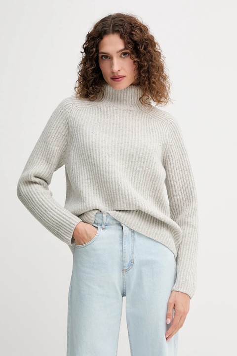 Mos Mosh sweter wełniany damski kolor szary z golfem 165750 - zdjęcie produktu nr 1