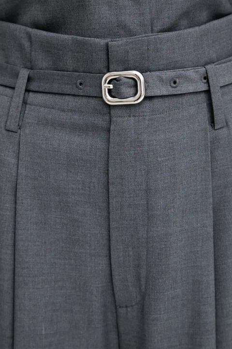 ISABELLE BLANCHE spodnie z domieszką wełny damskie kolor szary proste high waist IS25FW-P036-T002 - zdjęcie produktu nr 2