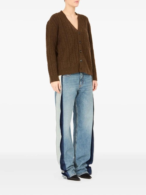 MM6 Maison Margiela ribbed V-neck cardigan - Brown - zdjęcie produktu nr 1