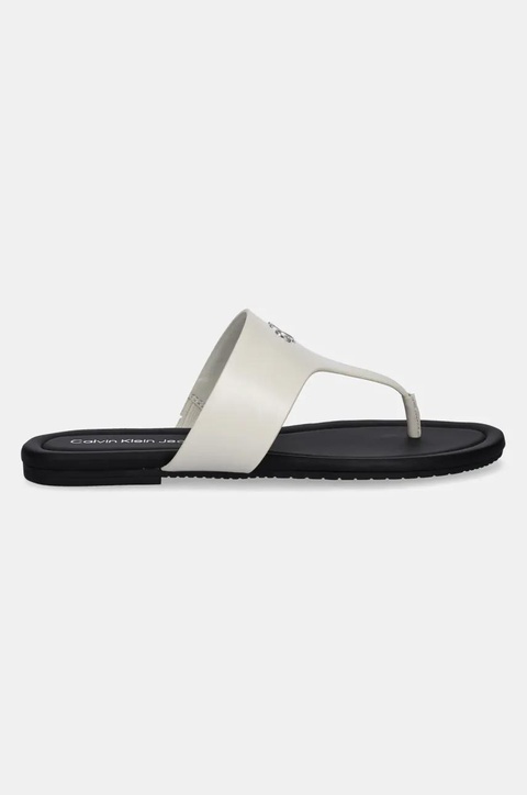 Calvin Klein Jeans japonki FLAT SANDAL TOEPOST MG damskie kolor beżowy na płaskim obcasie YW0YW01691 - zdjęcie produktu nr 2