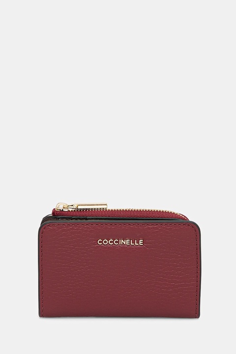Coccinelle portfel skórzany damski kolor bordowy - zdjęcie produktu nr 1