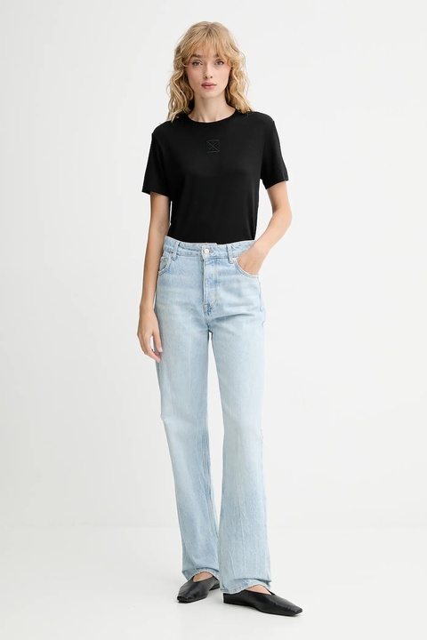 Calvin Klein t-shirt bawełniany damski kolor czarny LV044D201G - zdjęcie produktu nr 2