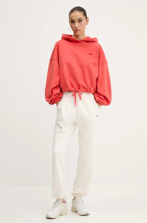 Tommy Jeans spodnie dresowe bawełniane damskie kolor beżowy gładkie DW0DW20670 - zdjęcie produktu nr 2