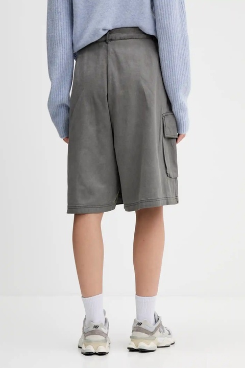 adidas Originals szorty jeansowe Cargo Jorts damskie kolor szary gładkie high waist JD0139 - zdjęcie produktu nr 1