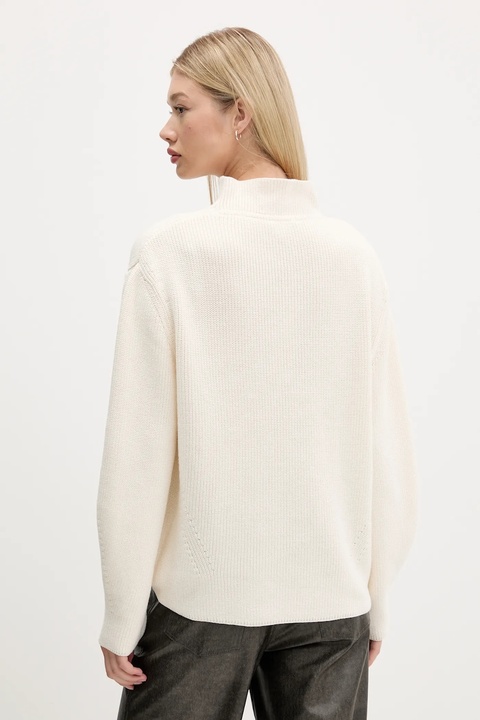 Tommy Jeans sweter bawełniany damski kolor beżowy z półgolfem DW0DW21676 - zdjęcie produktu nr 2