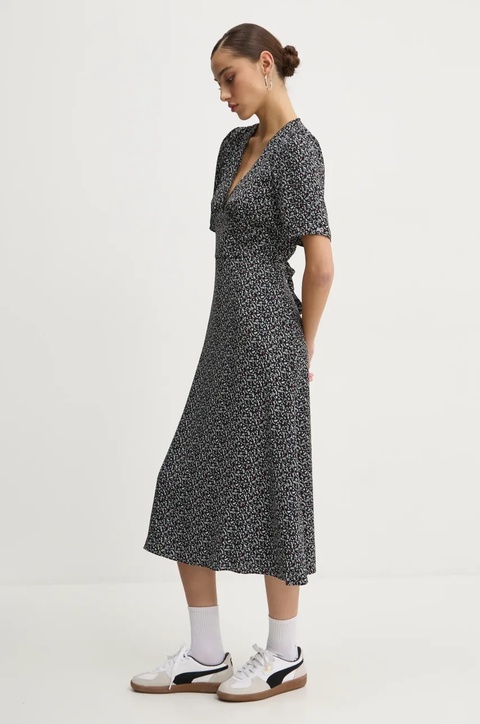 Tommy Jeans sukienka kolor czarny midi rozkloszowana DW0DW20450 - zdjęcie produktu nr 2