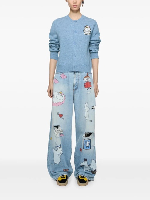 Acne Studios x Moomin logo-patch cardigan - Blue - zdjęcie produktu nr 2
