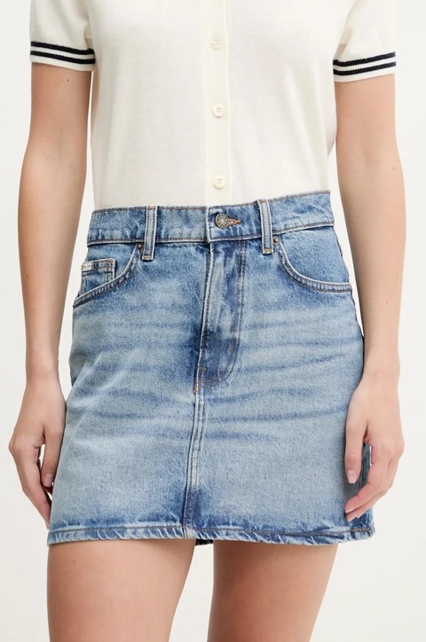 Guess Jeans spódnica jeansowa kolor niebieski mini ołówkowa W5GD0Q D5M4A - zdjęcie produktu nr 1