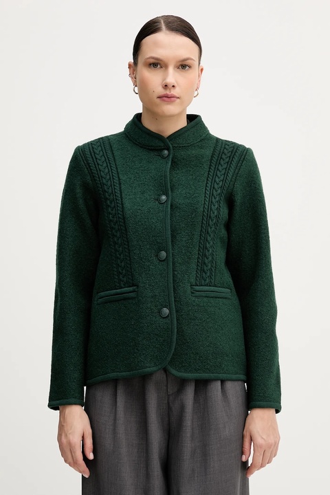 Hoss Intropia kurtka wełniana kolor zielony przejściowa 5432678 - zdjęcie produktu nr 1