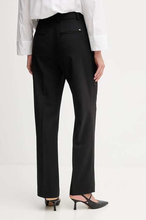 Tommy Hilfiger spodnie z dodatkiem wełny damskie kolor czarny szerokie high waist WW0WW48352 - zdjęcie produktu nr 2