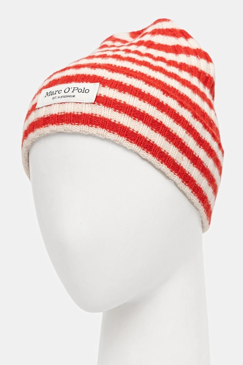 Marc O'Polo czapka wełniana kolor czerwony 600605401005 - zdjęcie produktu nr 2