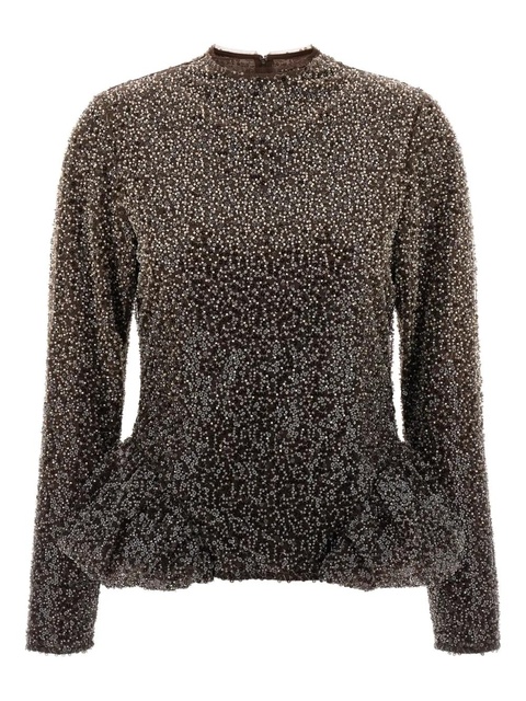 ROTATE BIRGER CHRISTENSEN peplum-detail top - Brown - zdjęcie produktu nr 1