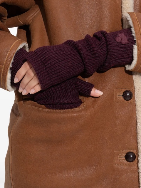 ISABEL MARANT ribbed logo gloves - Purple - zdjęcie produktu nr 2