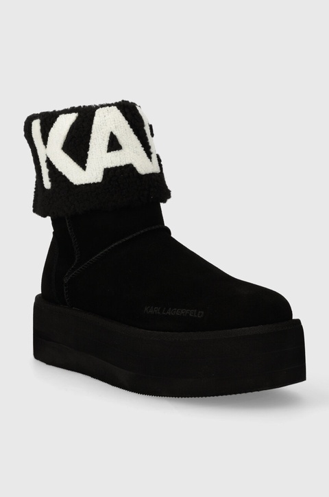 Karl Lagerfeld śniegowce zamszowe THERMO kolor czarny KL48552 - zdjęcie produktu nr 2