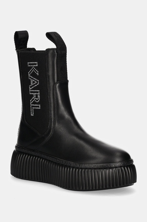 Karl Lagerfeld sztyblety skórzane KREEPER damskie kolor czarny na platformie KL42343 - zdjęcie produktu nr 2