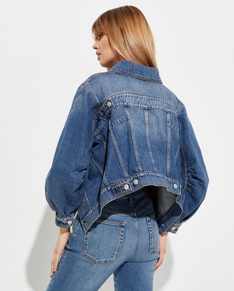 ALEXANDER MCQUEEN - Kurtka jeansowa z bufiastymi rękawami - zdjęcie produktu nr 1