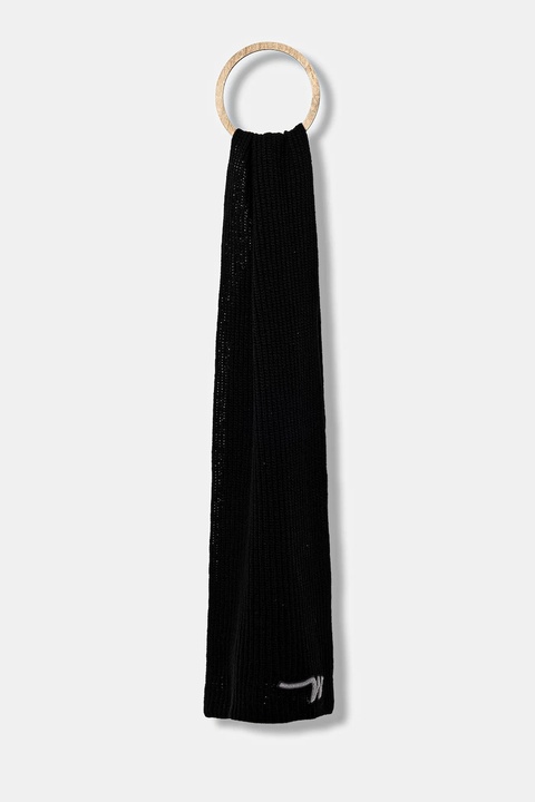 Weekend Max Mara szalik wełniany BARDIES damski kolor czarny gładki 2525746035600 - zdjęcie produktu nr 2