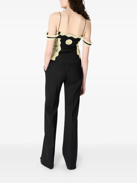 Marine Serre lace-trimmed satin top - Black - zdjęcie produktu nr 1