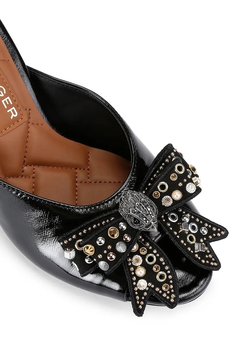 Kurt Geiger London klapki skórzane Belgravia Stud Bow Mule damskie kolor czarny na słupku 4711005309 - zdjęcie produktu nr 2