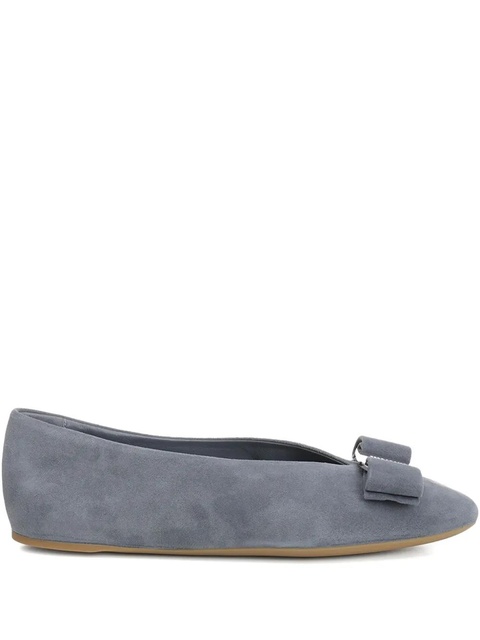 Ferragamo bow-embellished suede ballet flats - Blue - zdjęcie produktu nr 1