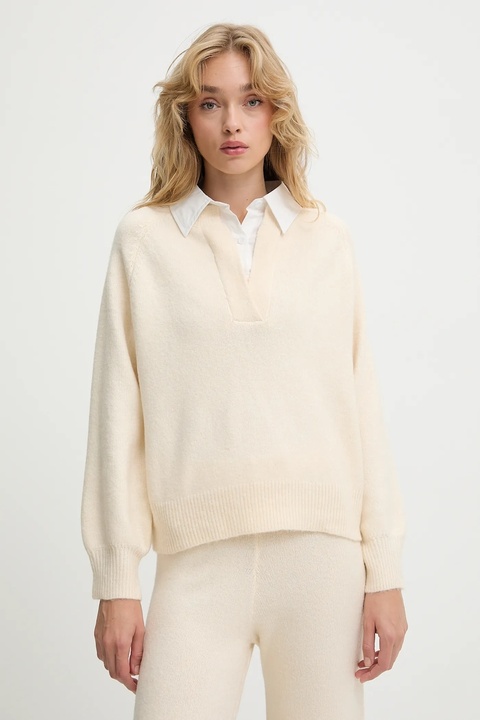 Answear.LAB komplet z wełną damski kolor beżowy - zdjęcie produktu nr 1