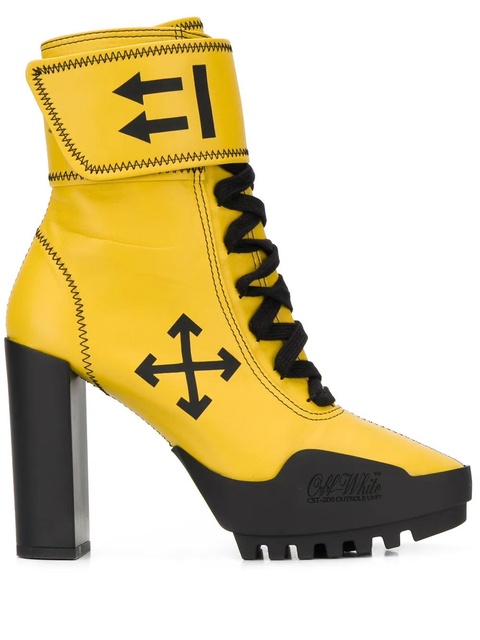 Off-White lace-up leather boots - Yellow - zdjęcie produktu nr 1