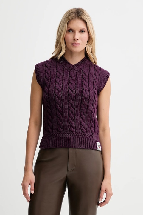 Bally kamizelka wełniana damski kolor fioletowy ciepły WKN0AN - zdjęcie produktu nr 2