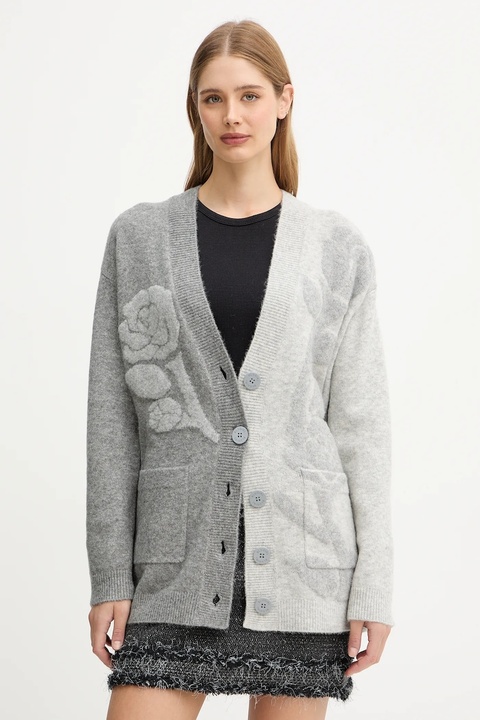 Blugirl Blumarine kardigan z domieszką wełny damski kolor szary ciepły RF5156.MA870 - zdjęcie produktu nr 1
