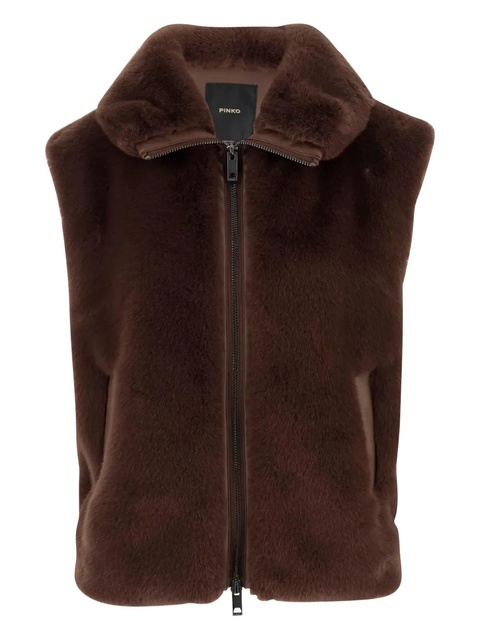 PINKO faux-fur zip-up gilet - Brown - zdjęcie produktu nr 1