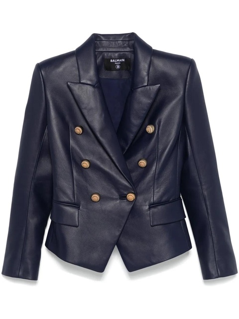 Balmain leather 6-button blazer - Blue - zdjęcie produktu nr 1