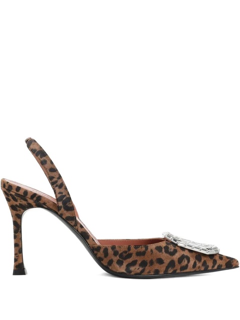Amina Muaddi crystal-embellished slingback pumps - Brown - zdjęcie produktu nr 1