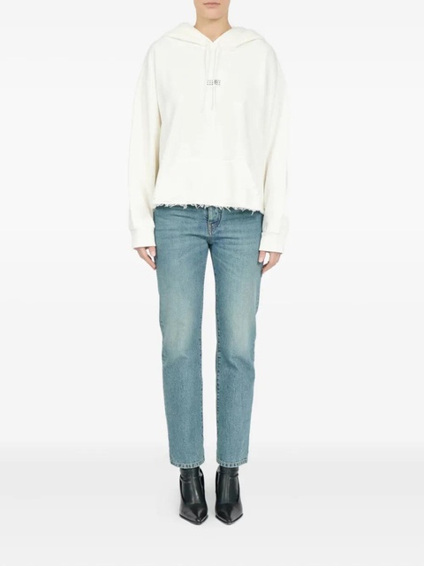 MM6 Maison Margiela frayed-hem logo hoodie - White - zdjęcie produktu nr 1