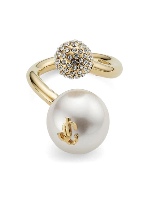 Jimmy Choo Auri logo-plaque cuff ring - Gold - zdjęcie produktu nr 2