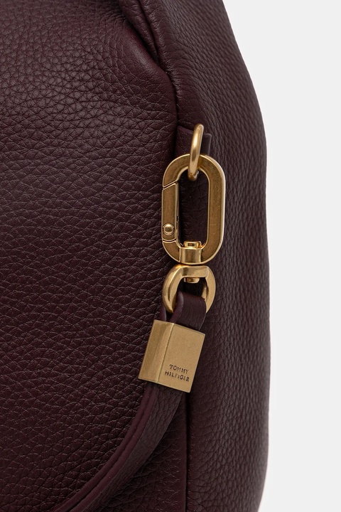 Tommy Hilfiger torebka skórzana kolor bordowy AW0AW18150 - zdjęcie produktu nr 2