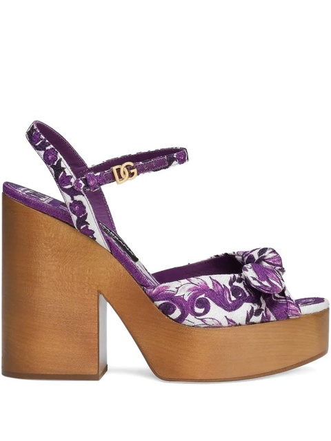 Dolce & Gabbana 130mm Majolica-print sandals - Purple - zdjęcie produktu nr 1