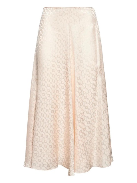 FENDI FF-logo jacquard silk midi skirt - Pink - zdjęcie produktu nr 1