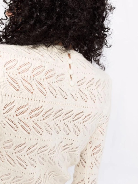 Sportmax open-knit crew neck jumper - White - zdjęcie produktu nr 2