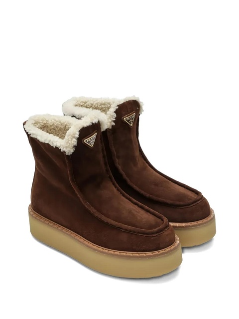 Prada 50mm logo-plaque boots - Brown - zdjęcie produktu nr 1